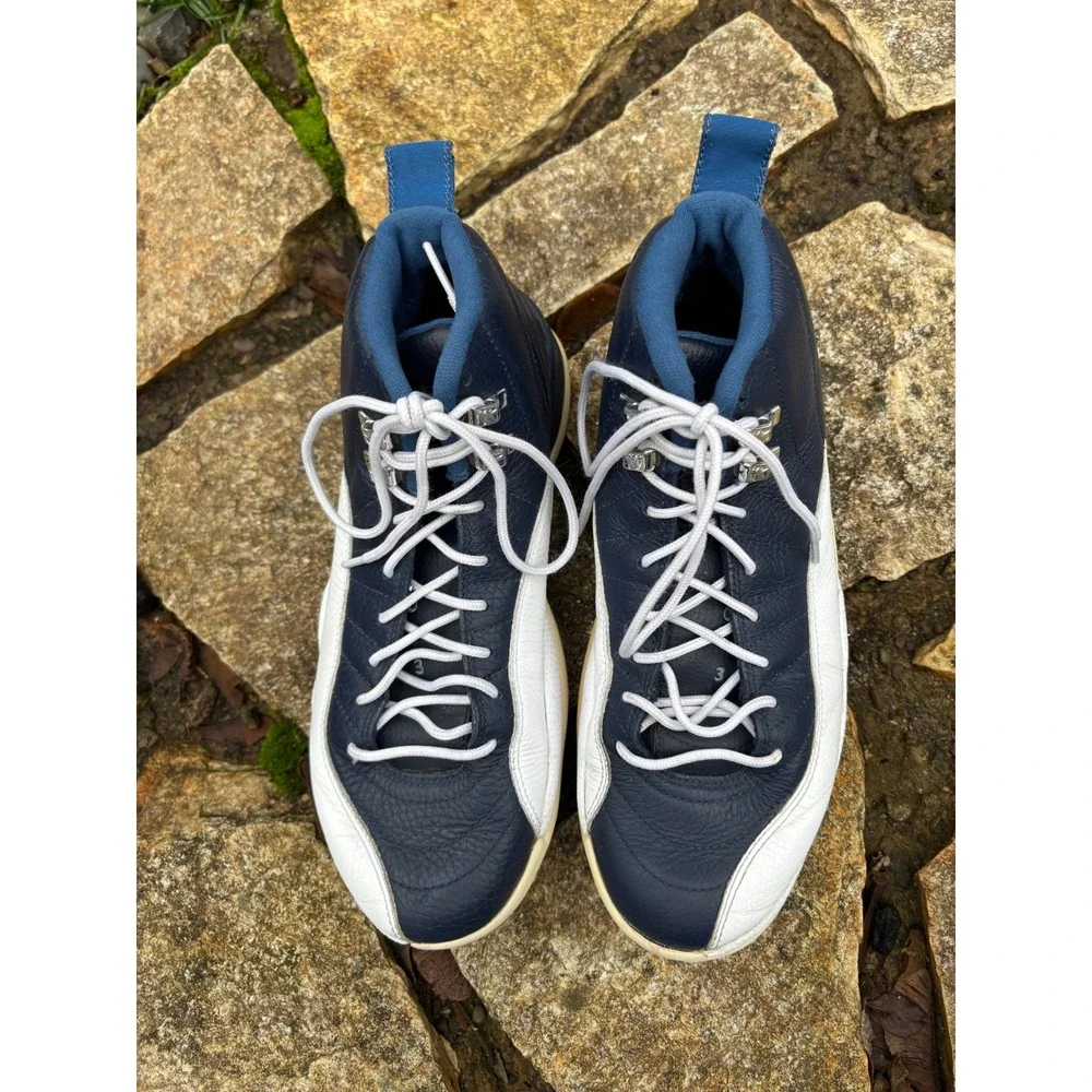 Air Jordan 12 Retro 2012 Obsidian White Navy Leather Men's Size 8 (130690-410)
